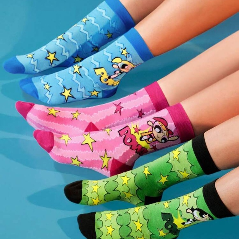 THE POWERPUFF GIRLS  Women's 3 Pairs/Set Cute Cartoon Letter Figure Pattern